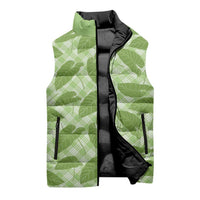 Green Hawaii Kalo Palaka Motifs Sleeveless Puffer Jacket Hawaiian Taro Leaves Elegant Vibes - Polynesian Pride