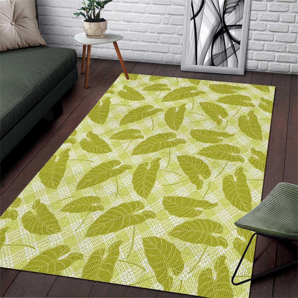 Lime Green Hawaii Kalo Palaka Motifs Area Rug Hawaiian Taro Leaves Elegant Vibes LT14 Lime Green - Polynesian Pride