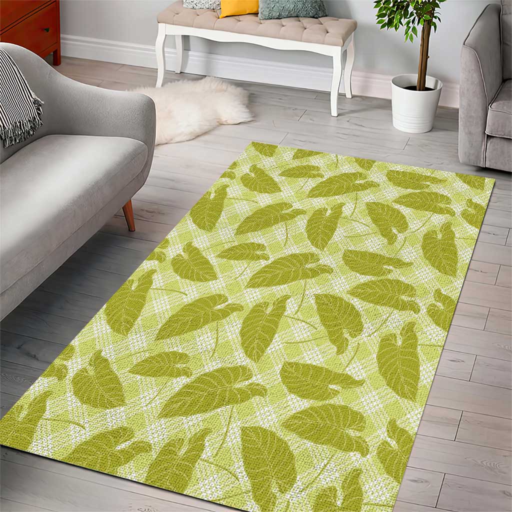 Lime Green Hawaii Kalo Palaka Motifs Area Rug Hawaiian Taro Leaves Elegant Vibes LT14 - Polynesian Pride