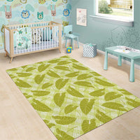 Lime Green Hawaii Kalo Palaka Motifs Area Rug Hawaiian Taro Leaves Elegant Vibes LT14 - Polynesian Pride