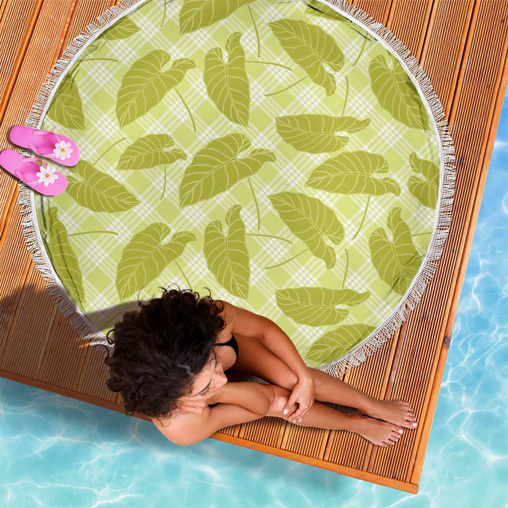 Lime Green Hawaii Kalo Palaka Motifs Beach Blanket Hawaiian Taro Leaves Elegant Vibes LT14 - Polynesian Pride