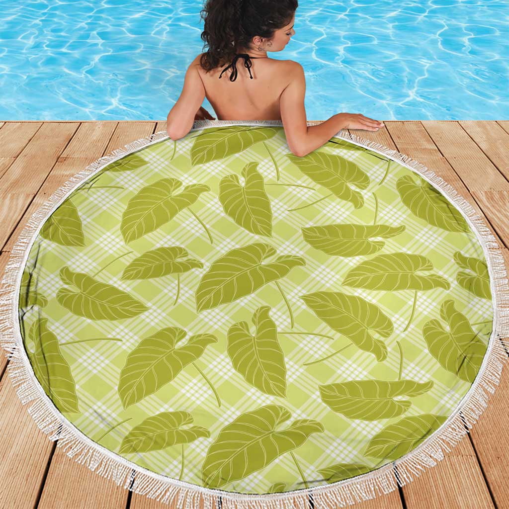 Lime Green Hawaii Kalo Palaka Motifs Beach Blanket Hawaiian Taro Leaves Elegant Vibes LT14 - Polynesian Pride