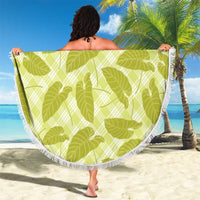 Lime Green Hawaii Kalo Palaka Motifs Beach Blanket Hawaiian Taro Leaves Elegant Vibes LT14 - Polynesian Pride