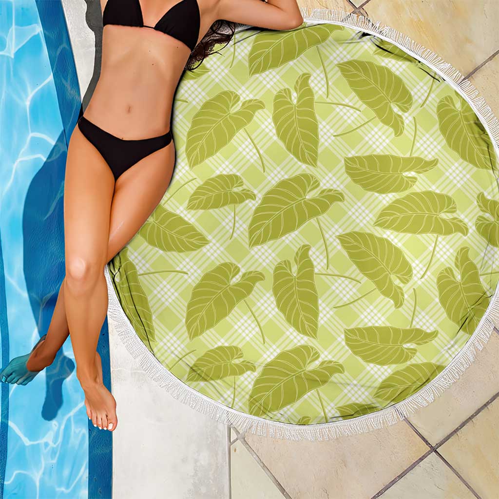 Lime Green Hawaii Kalo Palaka Motifs Beach Blanket Hawaiian Taro Leaves Elegant Vibes LT14 - Polynesian Pride