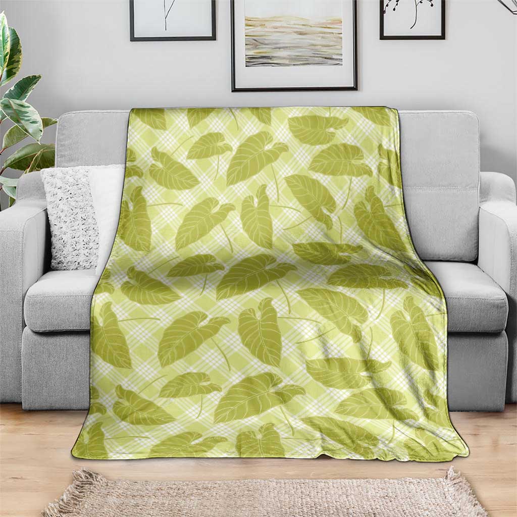 Lime Green Hawaii Kalo Palaka Motifs Blanket Hawaiian Taro Leaves Elegant Vibes LT14 - Polynesian Pride