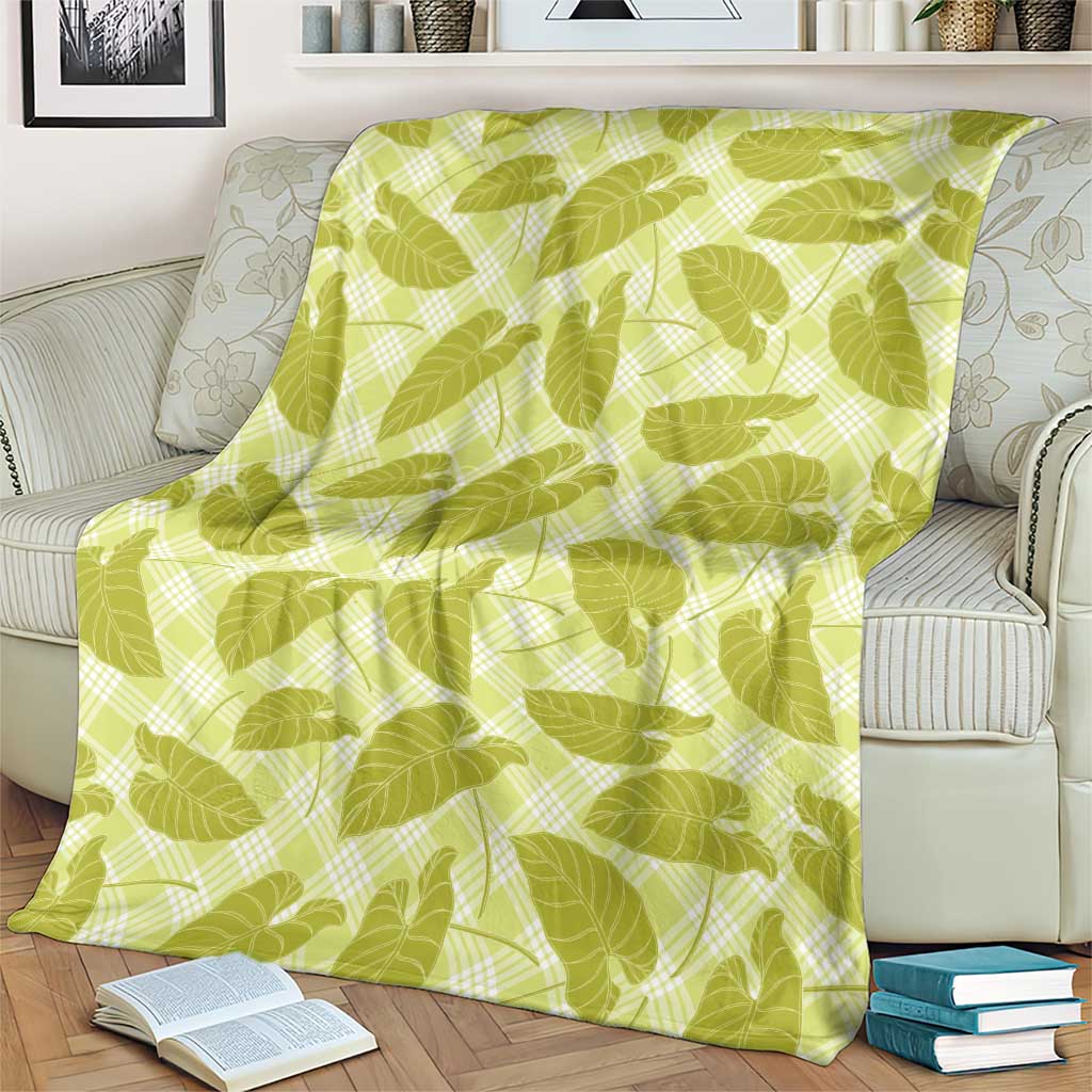 Lime Green Hawaii Kalo Palaka Motifs Blanket Hawaiian Taro Leaves Elegant Vibes LT14 - Polynesian Pride