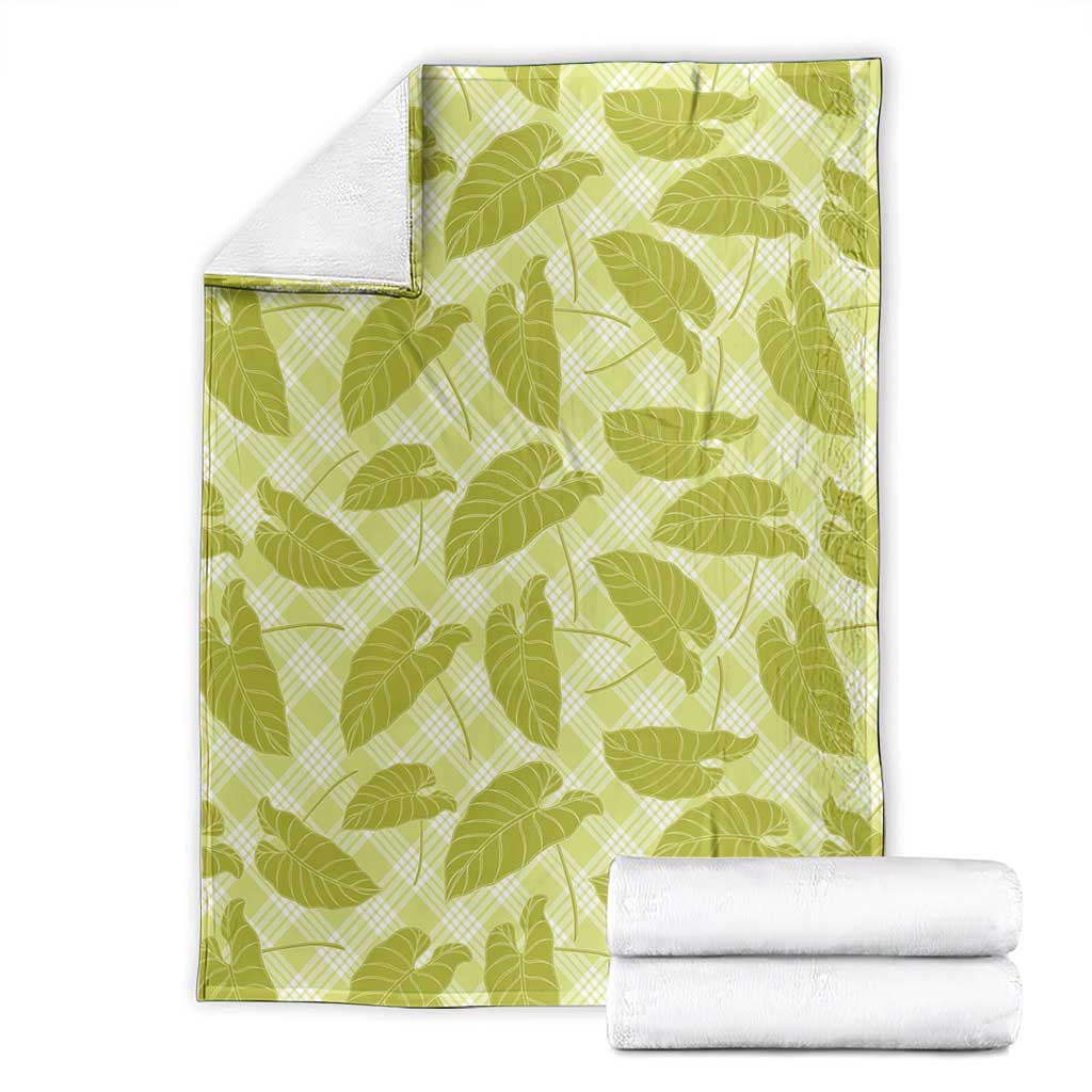 Lime Green Hawaii Kalo Palaka Motifs Blanket Hawaiian Taro Leaves Elegant Vibes LT14 - Polynesian Pride