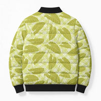 Lime Green Hawaii Kalo Palaka Motifs Bomber Puffer Jacket Hawaiian Taro Leaves Elegant Vibes LT14 - Polynesian Pride