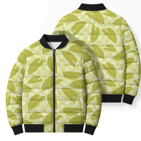Lime Green Hawaii Kalo Palaka Motifs Bomber Puffer Jacket Hawaiian Taro Leaves Elegant Vibes LT14 - Polynesian Pride