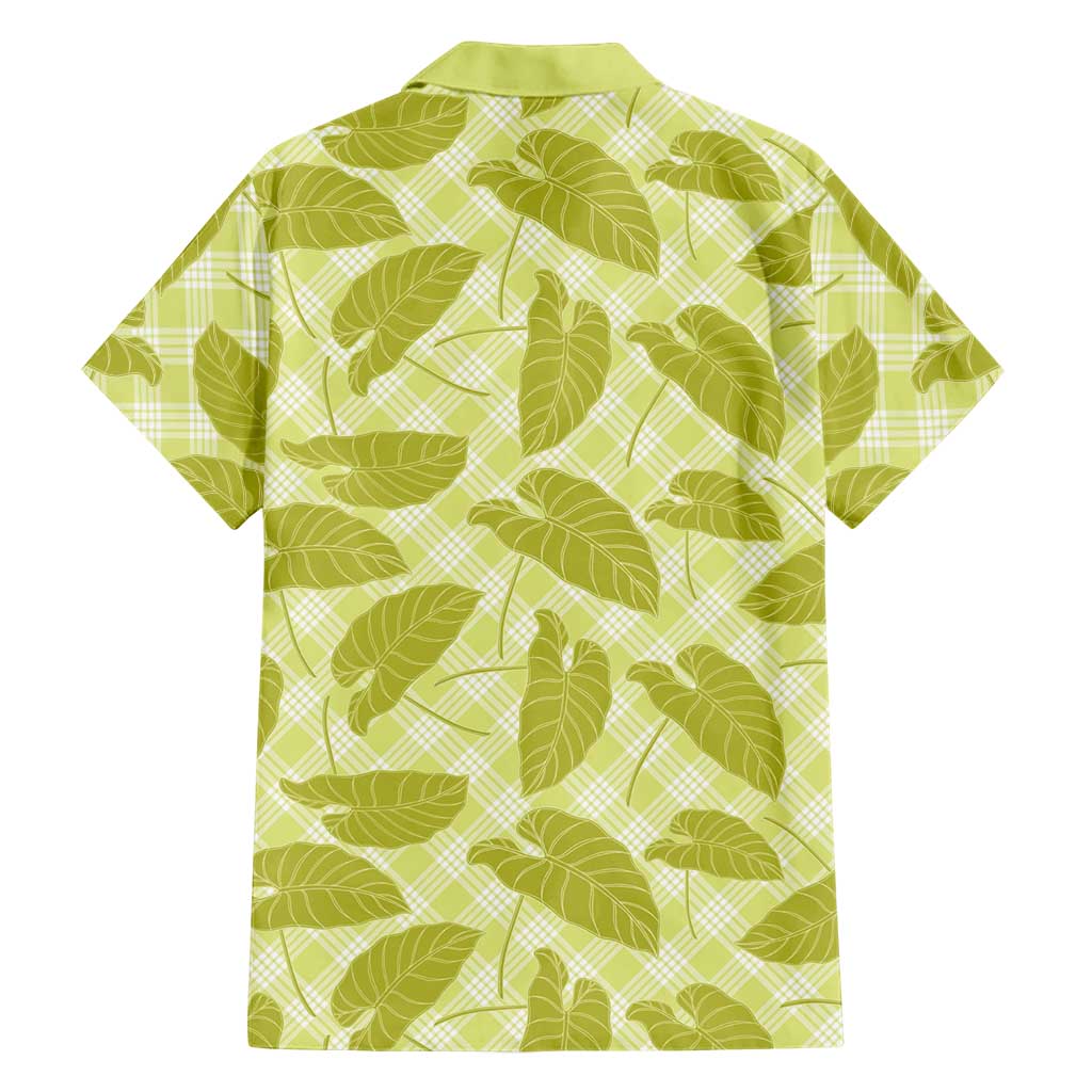 Lime Green Hawaii Kalo Palaka Motifs Family Matching Mermaid Dress and Hawaiian Shirt Hawaiian Taro Leaves Elegant Vibes - Polynesian Pride