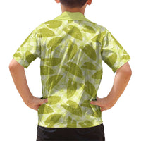 Lime Green Hawaii Kalo Palaka Motifs Family Matching Short Sleeve Bodycon Dress and Hawaiian Shirt Hawaiian Taro Leaves Elegant Vibes - Polynesian Pride