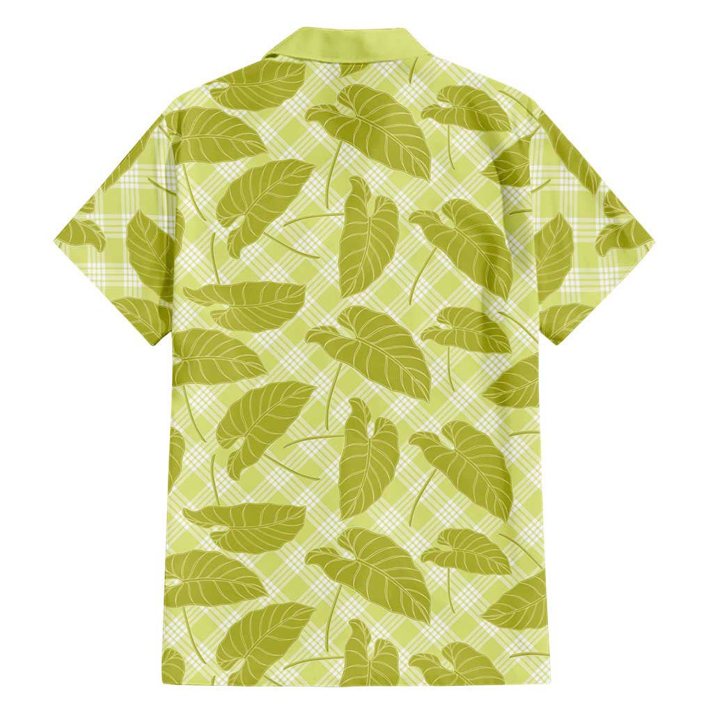 Lime Green Hawaii Kalo Palaka Motifs Family Matching Summer Maxi Dress and Hawaiian Shirt Hawaiian Taro Leaves Elegant Vibes - Polynesian Pride