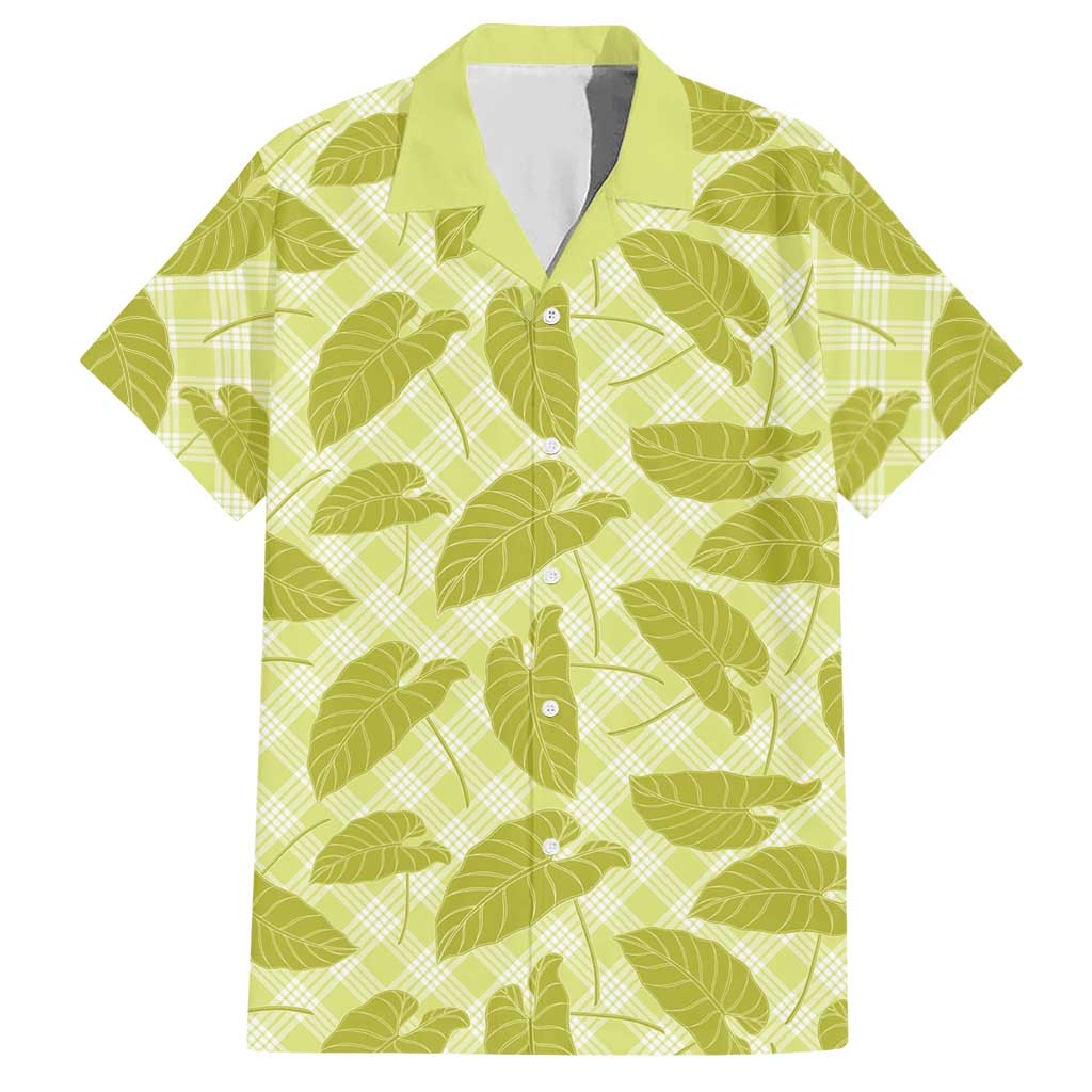 Lime Green Hawaii Kalo Palaka Motifs Hawaiian Shirt Hawaiian Taro Leaves Elegant Vibes - Polynesian Pride