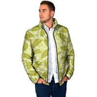 Lime Green Hawaii Kalo Palaka Motifs Padded Jacket Hawaiian Taro Leaves Elegant Vibes LT14 - Polynesian Pride