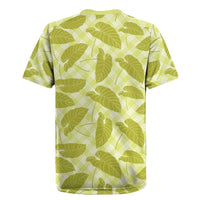 Lime Green Hawaii Kalo Palaka Motifs Rugby Jersey Hawaiian Taro Leaves Elegant Vibes - Polynesian Pride