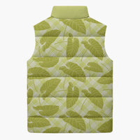 Lime Green Hawaii Kalo Palaka Motifs Sleeveless Puffer Jacket Hawaiian Taro Leaves Elegant Vibes LT14 - Polynesian Pride
