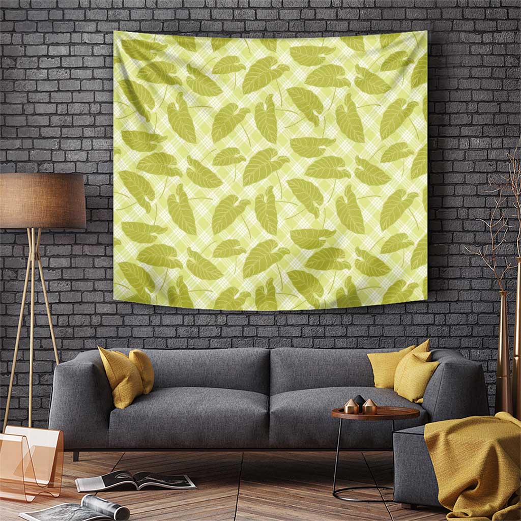 Lime Green Hawaii Kalo Palaka Motifs Tapestry Hawaiian Taro Leaves Elegant Vibes LT14 Lime Green - Polynesian Pride