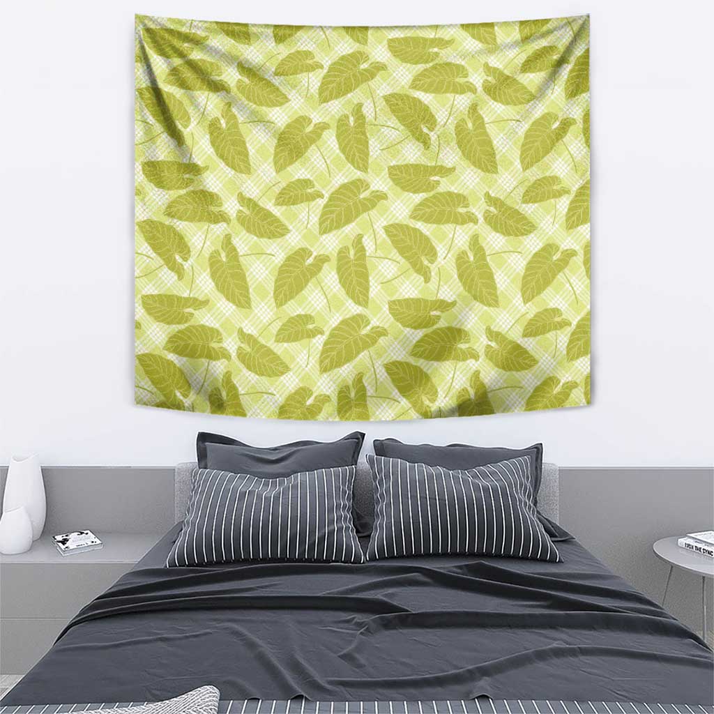 Lime Green Hawaii Kalo Palaka Motifs Tapestry Hawaiian Taro Leaves Elegant Vibes LT14 - Polynesian Pride