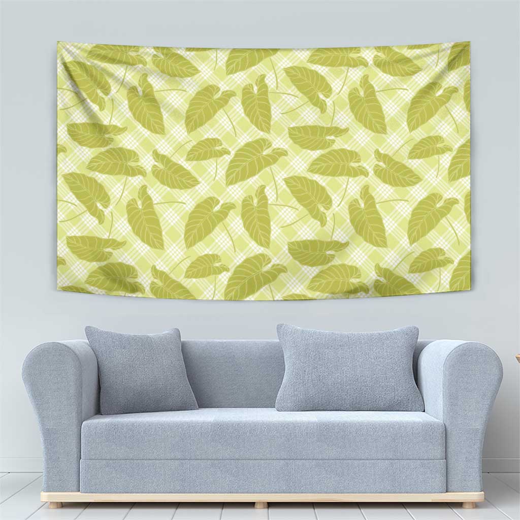 Lime Green Hawaii Kalo Palaka Motifs Tapestry Hawaiian Taro Leaves Elegant Vibes LT14 - Polynesian Pride
