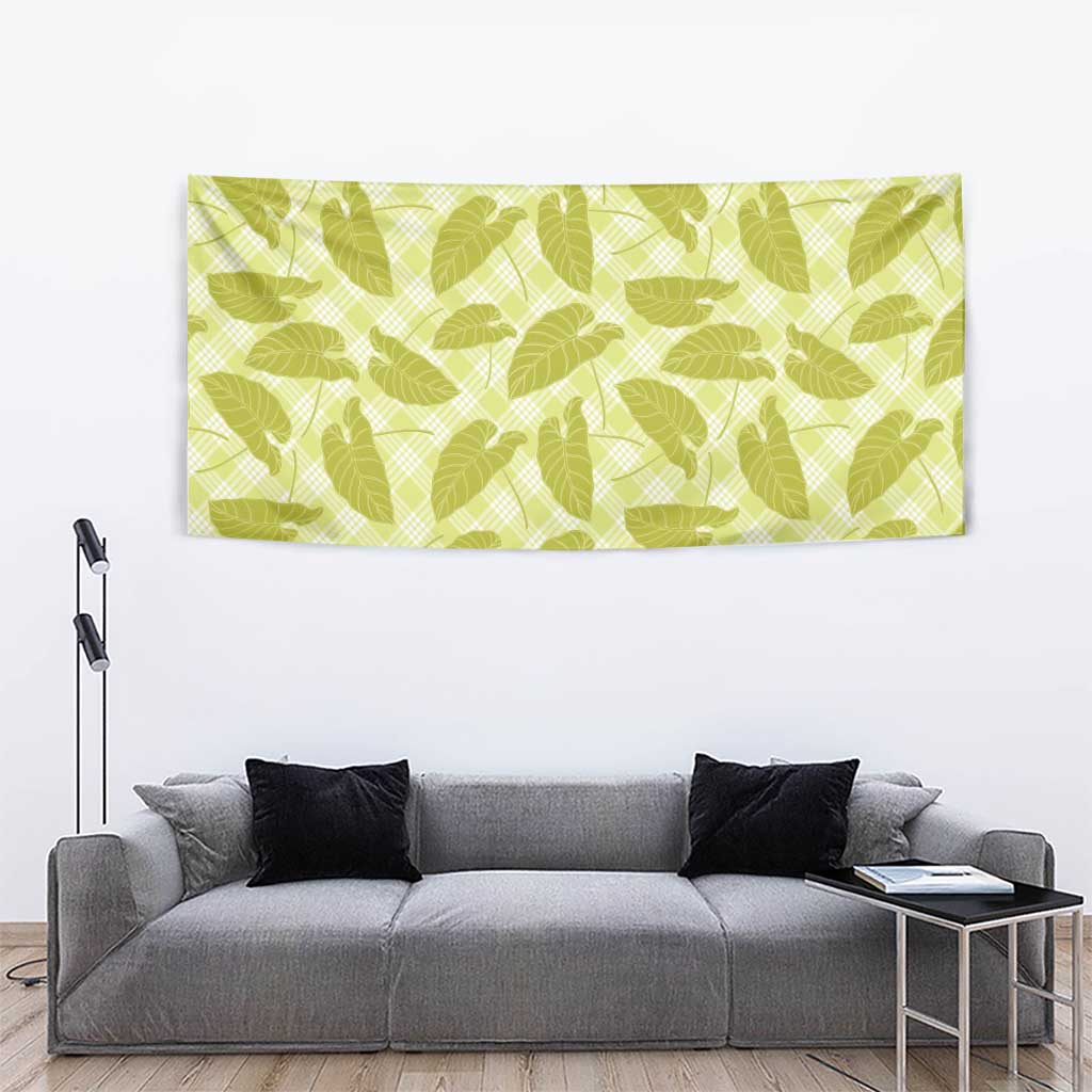 Lime Green Hawaii Kalo Palaka Motifs Tapestry Hawaiian Taro Leaves Elegant Vibes LT14 - Polynesian Pride