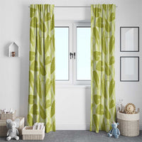 Lime Green Hawaii Kalo Palaka Motifs Window Curtain Hawaiian Taro Leaves Elegant Vibes - Polynesian Pride