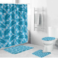 Blue Hawaii Kalo Palaka Motifs Bathroom Set Hawaiian Taro Leaves Elegant Vibes LT14 Bathroom Set (4 pcs) Blue - Polynesian Pride