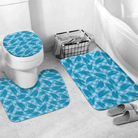 Blue Hawaii Kalo Palaka Motifs Bathroom Set Hawaiian Taro Leaves Elegant Vibes LT14 Mat Set Only (3 pcs) One Size Blue - Polynesian Pride