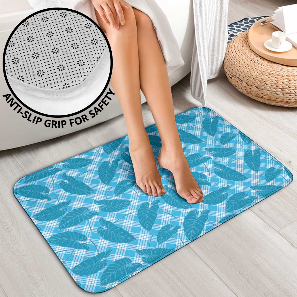 Blue Hawaii Kalo Palaka Motifs Bathroom Set Hawaiian Taro Leaves Elegant Vibes LT14 - Polynesian Pride