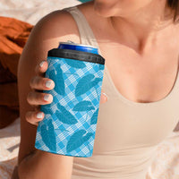 Blue Hawaii Kalo Palaka Motifs 4 in 1 Can Cooler Tumbler Hawaiian Taro Leaves Elegant Vibes - Polynesian Pride