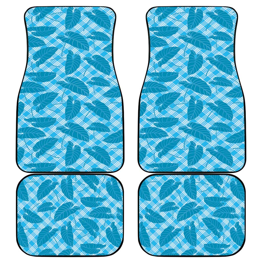 Blue Hawaii Kalo Palaka Motifs Car Mats Hawaiian Taro Leaves Elegant Vibes LT14 - Polynesian Pride
