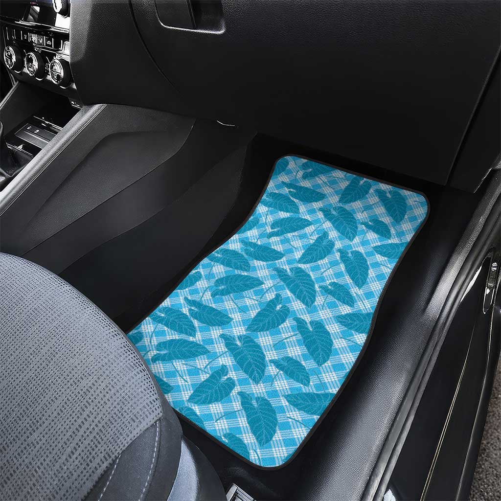 Blue Hawaii Kalo Palaka Motifs Car Mats Hawaiian Taro Leaves Elegant Vibes LT14 - Polynesian Pride