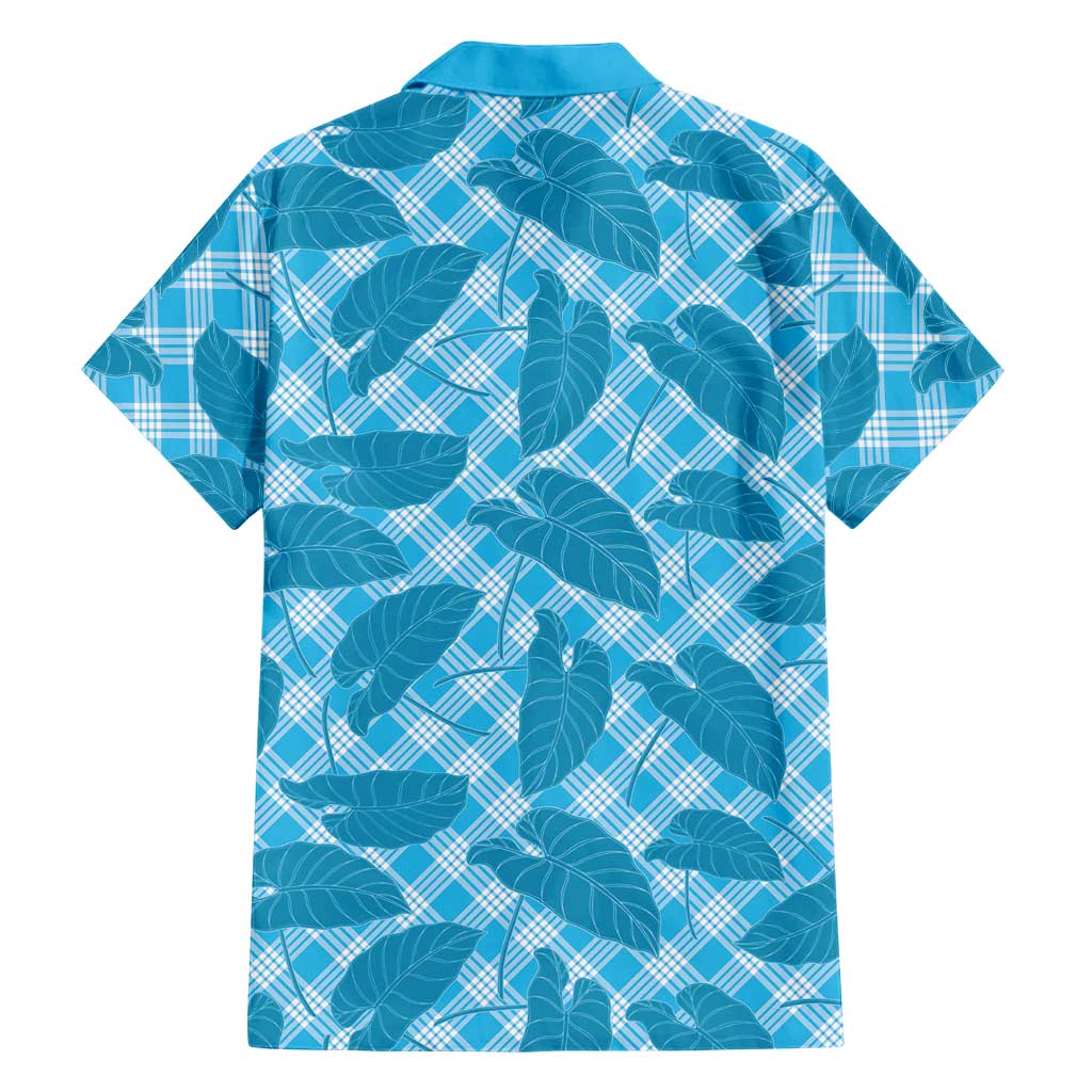 Blue Hawaii Kalo Palaka Motifs Family Matching Mermaid Dress and Hawaiian Shirt Hawaiian Taro Leaves Elegant Vibes - Polynesian Pride