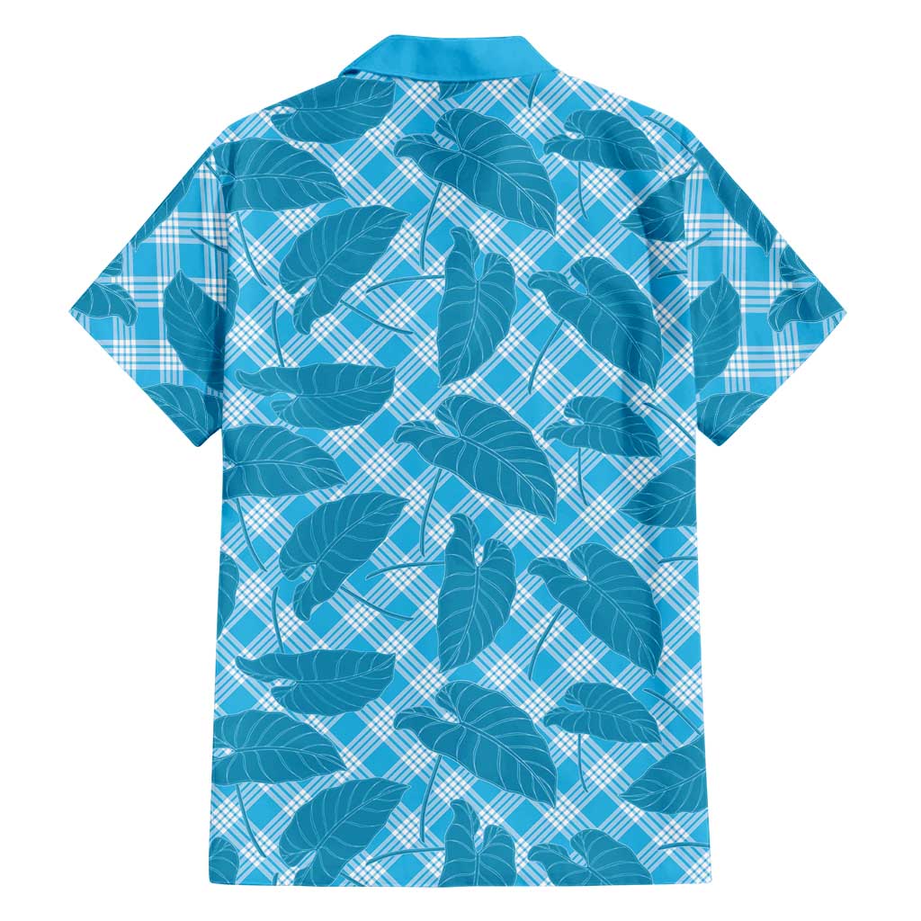 Blue Hawaii Kalo Palaka Motifs Family Matching Summer Maxi Dress and Hawaiian Shirt Hawaiian Taro Leaves Elegant Vibes - Polynesian Pride
