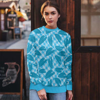Blue Hawaii Kalo Palaka Motifs Ugly Christmas Sweater Hawaiian Taro Leaves Elegant Vibes - Polynesian Pride