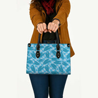 Blue Hawaii Kalo Palaka Motifs Leather Bag Hawaiian Taro Leaves Elegant Vibes LT14 - Polynesian Pride
