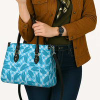 Blue Hawaii Kalo Palaka Motifs Leather Bag Hawaiian Taro Leaves Elegant Vibes LT14 - Polynesian Pride