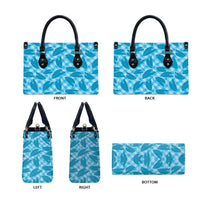 Blue Hawaii Kalo Palaka Motifs Leather Bag Hawaiian Taro Leaves Elegant Vibes LT14 - Polynesian Pride