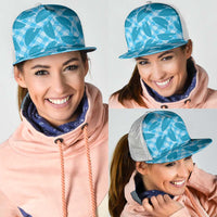 Blue Hawaii Kalo Palaka Motifs Mesh Trucker Cap Hawaiian Taro Leaves Elegant Vibes