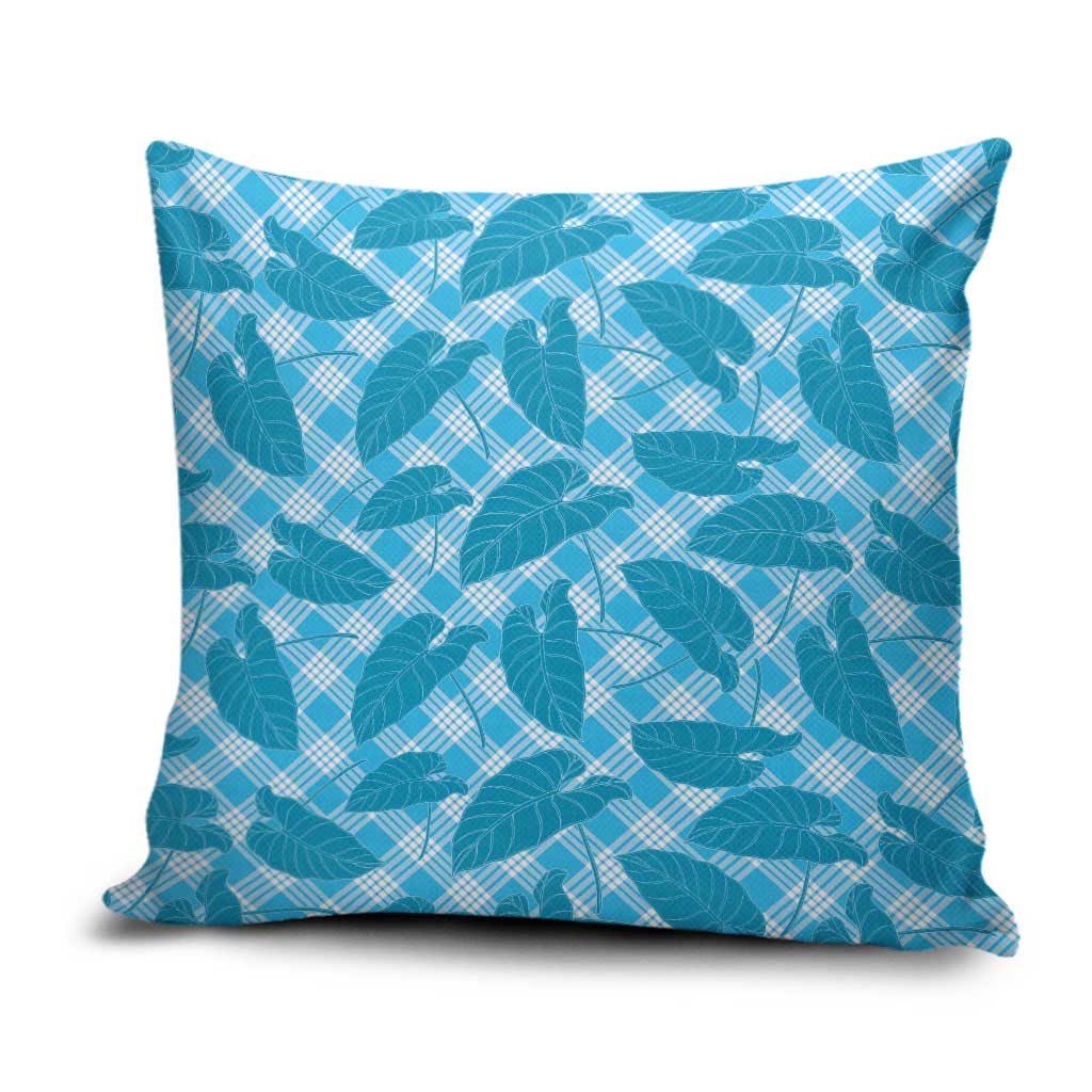 Blue Hawaii Kalo Palaka Motifs Pillow Cover Hawaiian Taro Leaves Elegant Vibes LT14 Blue - Polynesian Pride