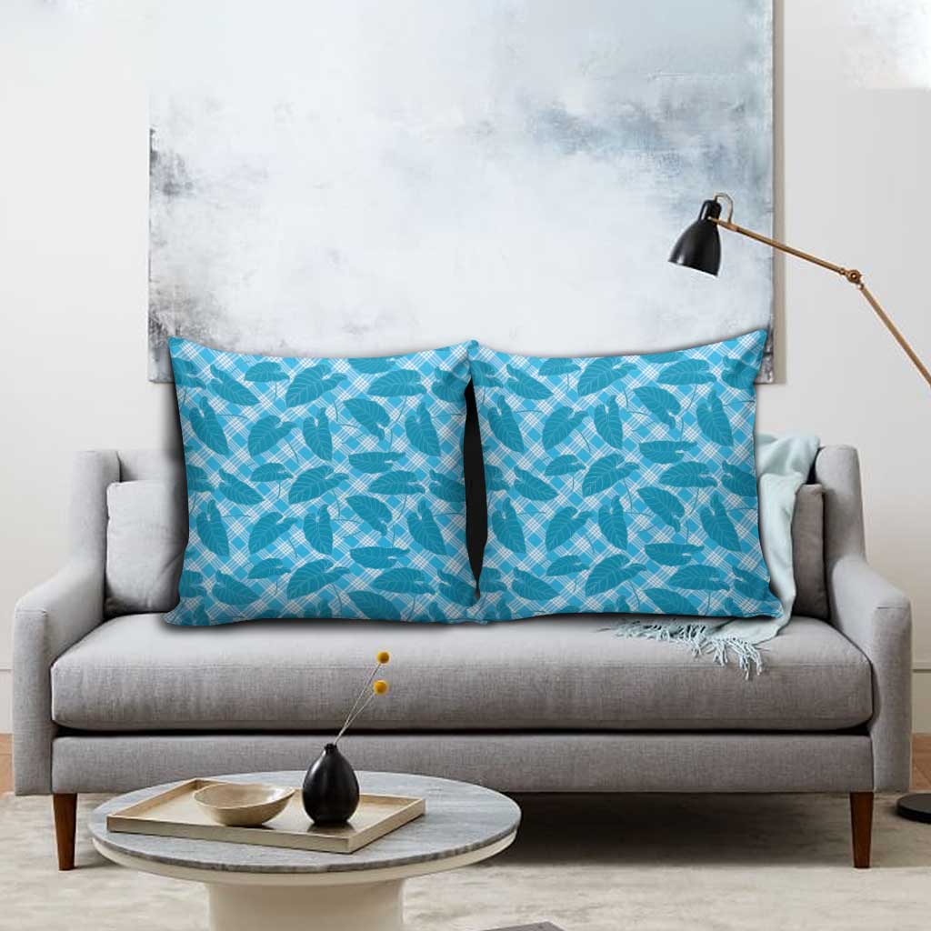 Blue Hawaii Kalo Palaka Motifs Pillow Cover Hawaiian Taro Leaves Elegant Vibes LT14 - Polynesian Pride