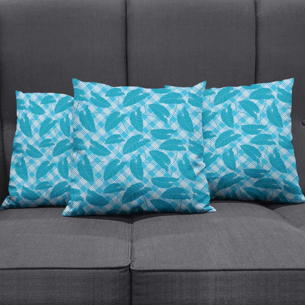 Blue Hawaii Kalo Palaka Motifs Pillow Cover Hawaiian Taro Leaves Elegant Vibes LT14 - Polynesian Pride