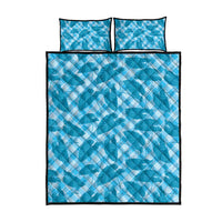 Blue Hawaii Kalo Palaka Motifs Quilt Bed Set Hawaiian Taro Leaves Elegant Vibes LT14 - Polynesian Pride
