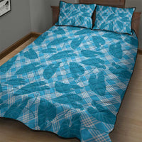 Blue Hawaii Kalo Palaka Motifs Quilt Bed Set Hawaiian Taro Leaves Elegant Vibes LT14 - Polynesian Pride