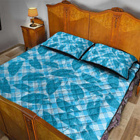 Blue Hawaii Kalo Palaka Motifs Quilt Bed Set Hawaiian Taro Leaves Elegant Vibes LT14 - Polynesian Pride