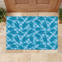 Blue Hawaii Kalo Palaka Motifs Rubber Doormat Hawaiian Taro Leaves Elegant Vibes LT14 Blue - Polynesian Pride