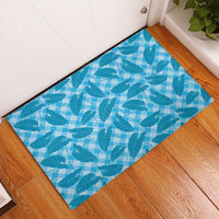 Blue Hawaii Kalo Palaka Motifs Rubber Doormat Hawaiian Taro Leaves Elegant Vibes LT14 - Polynesian Pride