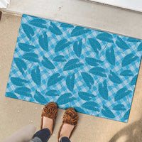 Blue Hawaii Kalo Palaka Motifs Rubber Doormat Hawaiian Taro Leaves Elegant Vibes LT14 - Polynesian Pride