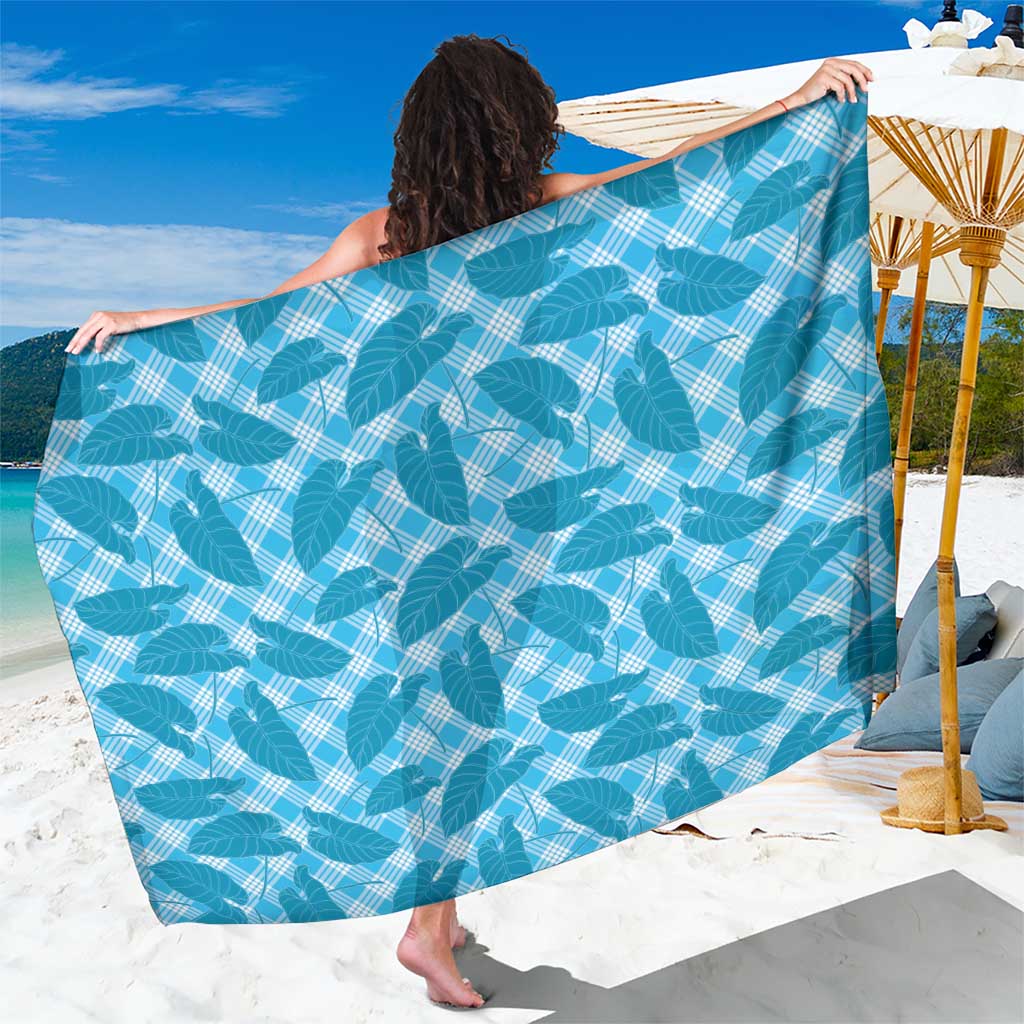 Blue Hawaii Kalo Palaka Motifs Sarong Hawaiian Taro Leaves Elegant Vibes LT14 One Size 44 x 66 inches Blue - Polynesian Pride