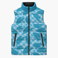 Blue Hawaii Kalo Palaka Motifs Sleeveless Puffer Jacket Hawaiian Taro Leaves Elegant Vibes LT14 Unisex Blue - Polynesian Pride