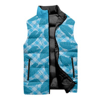 Blue Hawaii Kalo Palaka Motifs Sleeveless Puffer Jacket Hawaiian Taro Leaves Elegant Vibes LT14 - Polynesian Pride